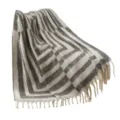 Nordic style geometric grey and white bouclé throw blanket with fringe for sofa or shawl - 165x125cm / Striped Grey