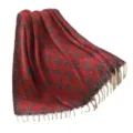 Red polka dot faux mohair blanket with fringe, soft cashmere feel winter shawl variant - Circle Polka Dot (TT1-06) / 165x125+10cm / Red