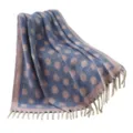 Blue and pink polka dot faux mohair throw blanket with tassels and cashmere feel - Circle Polka Dot (TT1-01) / 165x125+10cm / Pale Blue