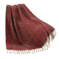 Weiche rote geometrische Jacquard-Decke aus Mohair-Imitat mit weißen Quasten - 165x125cm / Rot Streifen