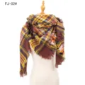 Bufanda de cuadros de hilo bouclé cálida y gruesa para otoño invierno en amarillo - 135x135cm / Marrón (FJ-02#)