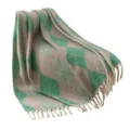 Châle élégant en faux mohair à carreaux vert et rose avec de longues franges blanches. - 165x125cm (Avec Glands) / Treillis de diamant vert