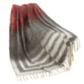 Nordische Kuscheldecke aus Mohair-Imitat mit geometrischem Muster und weichen Quasten - 165x125cm / Gestreift Rotgrau