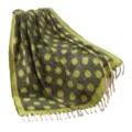 Couverture à pois en imitation mohair de qualité supérieure avec franges jaune et gris - Jaune Citron