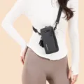 Sporty black vertical crossbody phone bag with adjustable strap for men and women - One Size / Gray