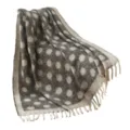 Couverture en maille bouclée à pois gris et blanc avec des franges élégantes décor - Gris foncé