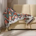 Bohemian knitted throw blanket with tassels and colorful geometric patterns for sofa decor. - Geometric Milan White