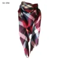 Sciarpa a triangolo in finto cashmere a quadri rossi e blu navy con bordi a frange - Rosso Vino Quadretti Colorati (SX-10#) / 140x140x210CM