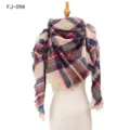 Bufanda cuadrada cálida de hilo boucle a cuadros multicolor para mujer, estilo FJ-09 - 135x135cm / Cuadros Multicolores Beige (FJ-09#)