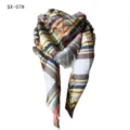 Soft multi-color plaid pattern imitation cashmere triangle scarf and shawl for winter - Beige Gray Colorful Plaid (SX-07#) / 140x140x210CM