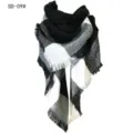 Elegant black and white checkered plaid triangle shawl scarf with fringe tassels for winter - Black and White Plaid (SD-09#) / 140x140x210CM