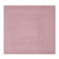 Elegant pink knit shawl with intricate white geometric eyelet pattern design details - Pink