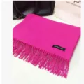 Premium magenta solid color thin scarf with delicate tassel fringe details for women - Rose Red