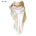 Sciarpa scialle triangolare elegante in finto cashmere a quadri da donna beige e rosa - Quadretti Beige Rosa (SD-06#) / 140x140x210CM