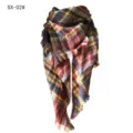 Autumn winter colorful plaid cashmere-like triangle shawl scarf with tassels in brown - Brown Colorful Plaid (SX-02#) / 140x140x210CM