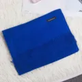 Bright blue solid color pashmina shawl with tassels and cashmere label - Sapphire Blue