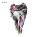 Sciarpa a triangolo in finto cashmere a quadri multicolore con eleganti bordi a frange - Cammello Chiaro Quadretti Colorati (SX-01#) / 140x140x210CM
