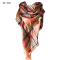 Scialle a triangolo in finta cashmere a quadri colorati con frange in tonalità arancio e rosso - Quadretti colorati arancioni (SX-03#) / 140x140x210CM