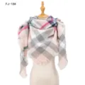 Bufanda cuadrada de cuadros gruesa y cálida para mujer en un diseño rosa y gris - 135x135cm / Rosa Gris (FJ-18#)