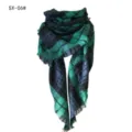 Sciarpa scialle a triangolo a quadri verde e blu navy con bordi a frange morbide - Quadretti colorati verdi (SX-06#) / 140x140x210CM