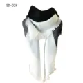 Sciarpa a triangolo in finto cashmere a quadri neri e grigi con dettagli in frangia - Quadretti blu grigio (SD-02#) / 140x140x210CM