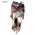 Morbida sciarpa quadrata a quadri colorati in finto cashmere con nappe per l'inverno - Quadretti colorati cammello (SX-00#) / 140x140x210CM