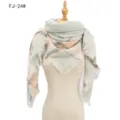 Bufanda de cuadros premium suave y gruesa en verde claro y beige con flecos finos - 135x135cm / Rosa Gris Claro (FJ-24#)