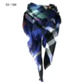 Morbida sciarpa a scialle triangolare a quadri in finto cashmere blu e nero con frange - Quadretti colorati blu reale (SX-18#) / 140x140x210CM