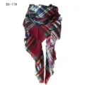 Sciarpa quadrata a quadri colorati in finta cachemire con frange bordeaux e blu - Nuovo rosso giuggiola quadretti colorati (SX-17#) / 140x140x210CM