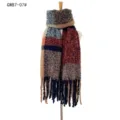 Bufanda gruesa a cuadros con flecos grandes estilo mohair - 190x50+15cm / Azul Marino Marrón (GWB7-07#)