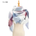 Bufanda cuadrada a cuadros para mujer en patrón azul rosa y blanco para invierno - 135x135cm / Rojo Vino Azul (FJ-28#)