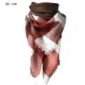 Morbido scialle a triangolo in finto cashmere a quadri rosso marrone e bianco con frange - Caffè (SD-14#) / 140x140x210CM