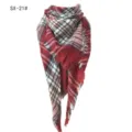 Sciarpa a triangolo scozzese rossa e bianca in finto cashmere con dettaglio frange - Rosso Giuggiola (SX-21#) / 140x140x210CM