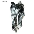Sciarpa scialle a triangolo a quadri bianchi e neri in finto cashmere con bordi sfrangiati - Nuovo Quadretti Colorati Bianco e Nero (SX-16#) / 140x140x210CM