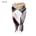 Sciarpa scialle a triangolo in finta cashmere a quadretti beige e viola per le donne - Quadretti Beige Caffè (SD-04#) / 140x140x210CM