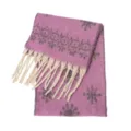 Purple snowflake jacquard knitted scarf with white fringe tassels for autumn and winter - Scarf / 185x40+15cm / Purple