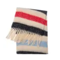 Sciarpa invernale a righe in finto mohair, sensazione cashmere con nappe colorate - Rosso Nero Beige Classico