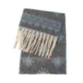 Soft winter scarf with blue snowflake jacquard pattern and elegant white tassels - Scarf / 185x40+15cm / Blue