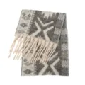 Warme jacquard sjaal van imitatie-mohair met etnische patronen en lange franjes - 185x40+15cm / Etnische Stijl Grijs