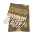 Yellow snowflake jacquard scarf with cream tassels in soft imitation mohair texture - Scarf / 185x40+15cm / Yellow