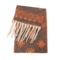 Eleganter Schal mit Schneeflockenmuster und Fransen in warmem Orange und Braun - Schal / 185x40+15cm / Orange