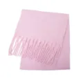 Elegante sciarpa in finto mohair rosa con fili d'argento lucidi e grosse nappe - 190X50+20CM / Rosa