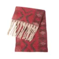 Ethnic jacquard patterned winter scarf with soft tassels in deep red and brown tones - 185x40+15cm / Ethnic Red
