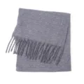 Morbida sciarpa grigia in finto mohair con fili d'argento e nappe spesse invernali. - 190X50+20CM / Grigio