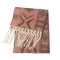 Warm ethnic style jacquard tassel scarf in terracotta orange with brown geometric patterns - 185x40+15cm / Ethnic Dusty Pink
