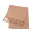 Sciarpa marrone in finta mohair con fibre di seta luccicanti e frange spesse - 190X50+20CM / Cachi