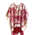Châle d'hiver chaud avec motif cachemire rouge et franges élégantes sur fond blanc pur - Hauts / 120x140cm / Floral Rouge et Blanc