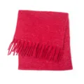 Sciarpa spessa in finto mohair rosso con filo metallico e grosse frange a nappa - 190X50+20CM / Rosso