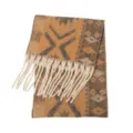 Ethnic jacquard scarf with tassels in warm earth tones, imitation mohair texture - 185x40+15cm / Ethnic Style Coffee