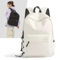 Minimalistischer cremeweißer Rucksack mit großem Fassungsvermögen für Studenten - Weiß